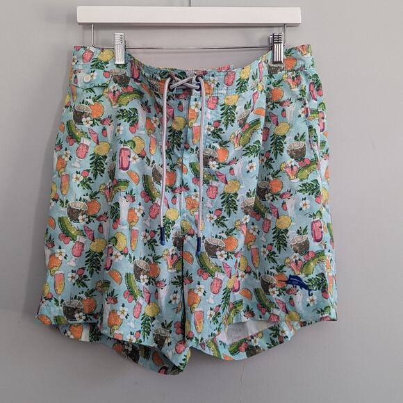 Mens Tommy Bahama XL Rialto Happy Hour Print Drawstring Swim Shorts - Picture 1 of 5